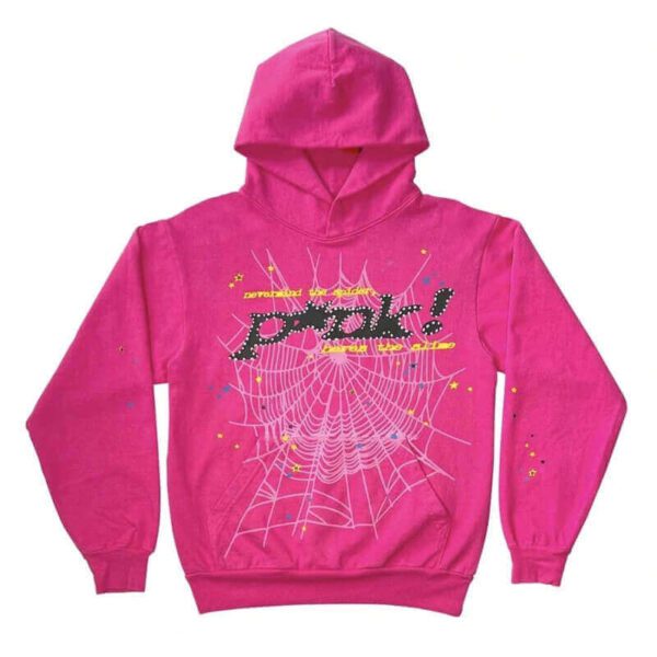 New Sp5der Black Printed Hoodie Pink