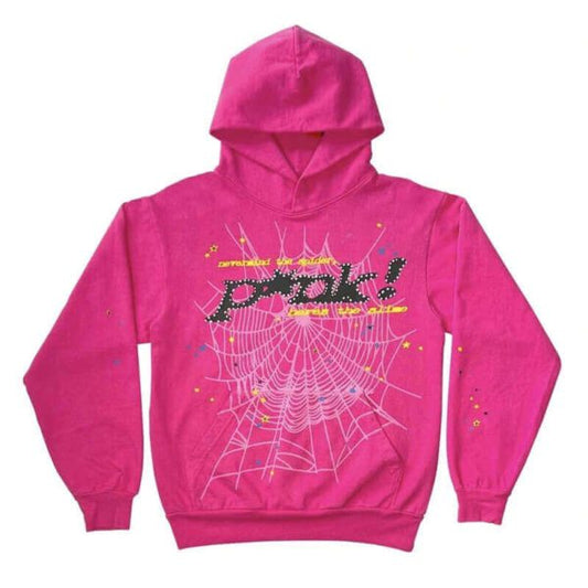 New Sp5der Black Printed Hoodie Pink
