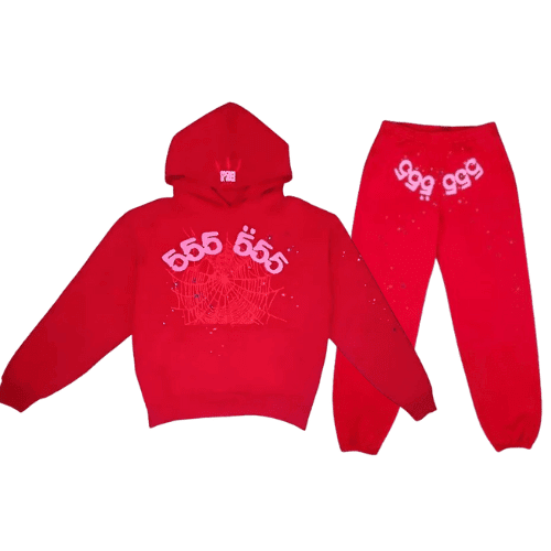 Sp5der 555555 Tracksuit Hoodie Red