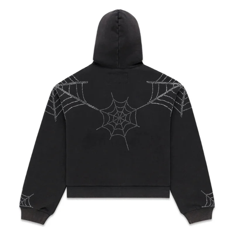 Sp5der Web Zip Up Black Hoodie