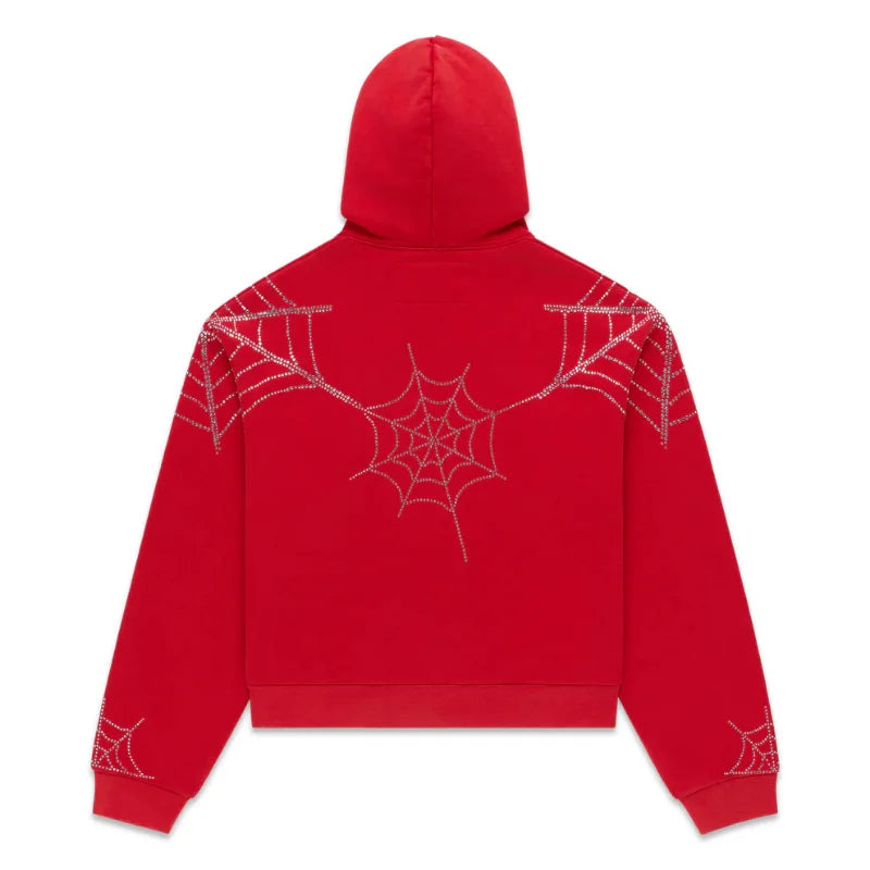 Sp5der Web Zip Up Red Hoodie