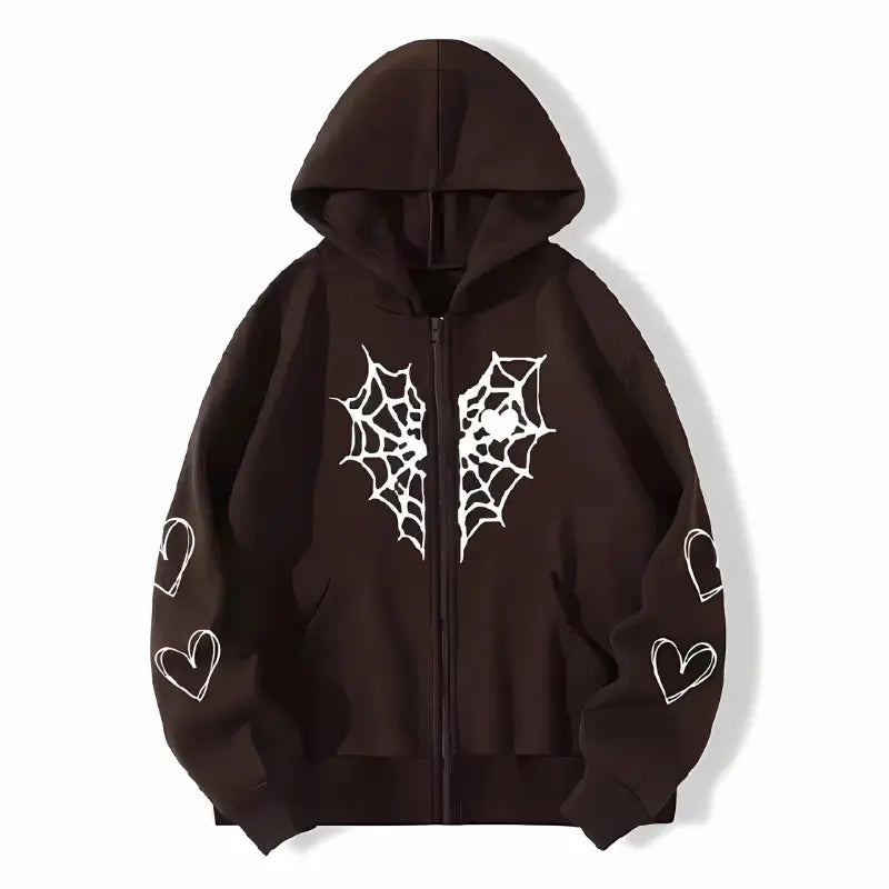 Sp5der Zipper Hoodie Brown