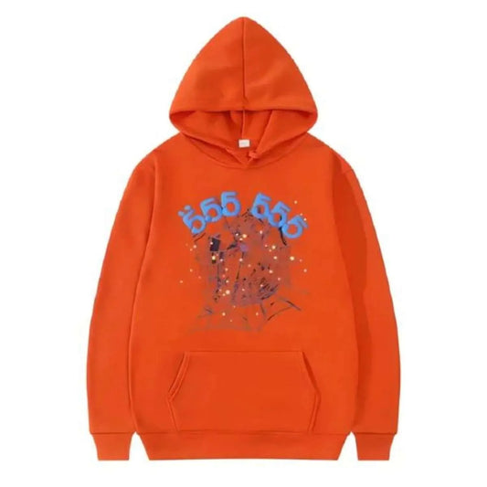 Sp5der 555555 Number Hoodie Men Orange