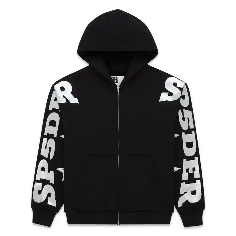 Sp5der MX555 Zip Hoodie Black