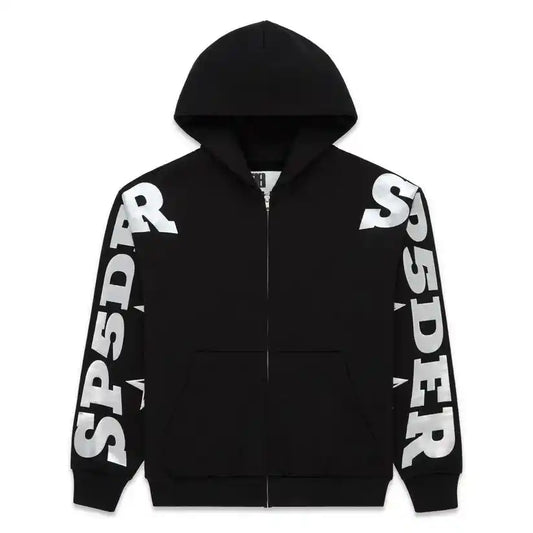 Sp5der MX555 Zip Hoodie Black