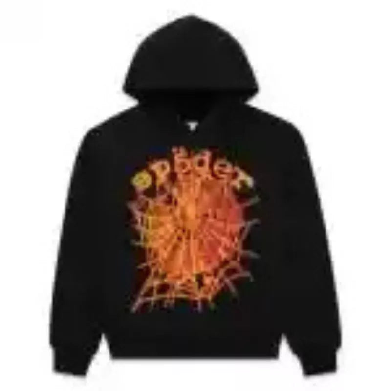 Sp5der OG Web V2 Hoodie Black-Orange