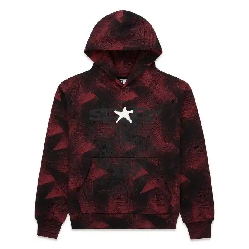 Sp5der Plaid Splatt Hoodie Black
