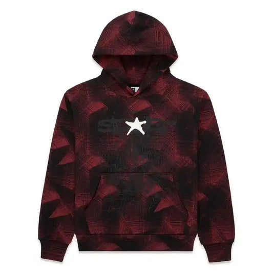 Sp5der Plaid Splatt Hoodie Black