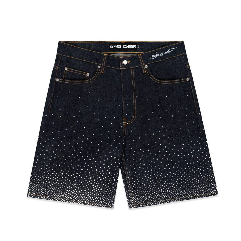 Sp5der Star Dust Denim Black Short
