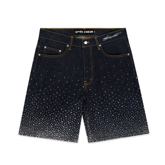 Sp5der Star Dust Denim Black Short