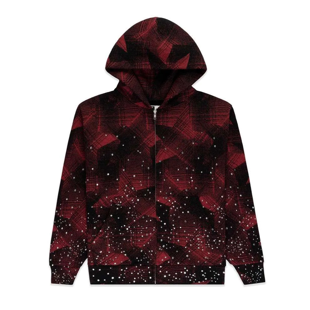 Sp5der Star Plaid Full Zip Hoodie
