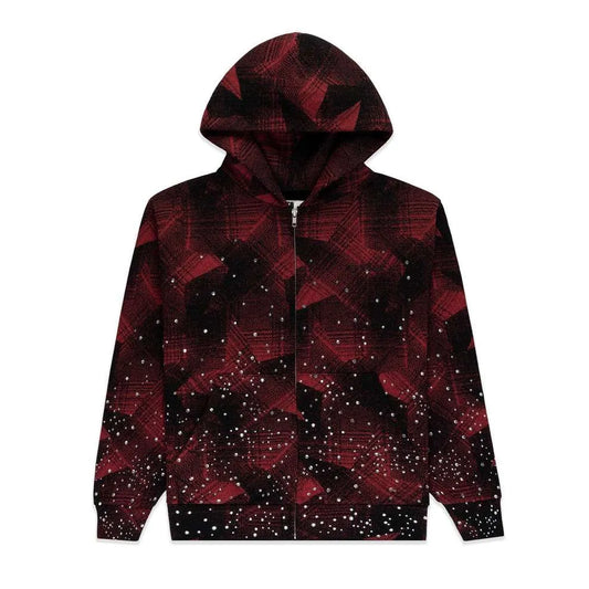 Sp5der Star Plaid Full Zip Hoodie